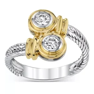 Novel Design Two Tone Women Ring Fashion Girl Party Accessories Office Lady Daily Wear Rings Fine Gift Anillos Bijouterie