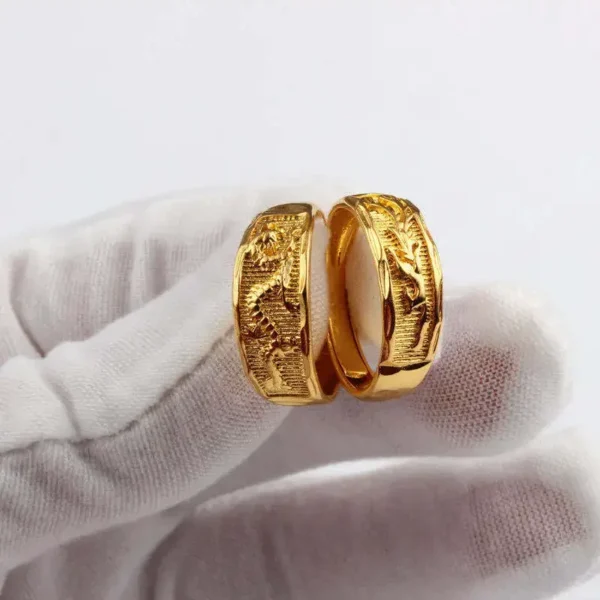 Bagues Rétro Tendance Pour Hommes, Plaquées Or 24 Carats – Image 2
