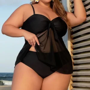 Maillot de bain brésilien grande taille, tankini noir, sexy, pour femmes potelées, tenue de plage, nouvelle collection 2025