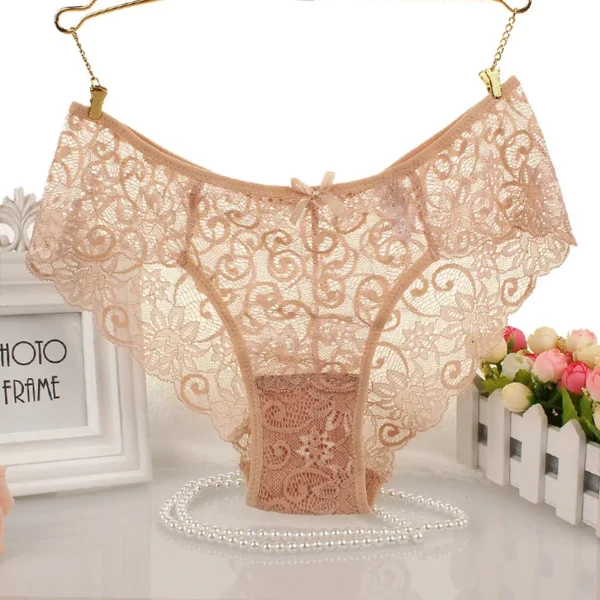 Sous-Vêtement En Dentelle Sans Couture Ultra Fin Pour Femme, Culotte Respirante, Taille Haute, Solide, Document – Image 2