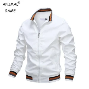Automne et hiver hommes col montant décontracté veste à glissière Sports de plein air manteau coupe-vent veste pour hommes imperméable Bomber