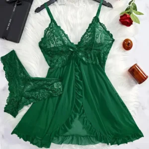 2 pièces ensemble dentelle chemise de nuit femmes