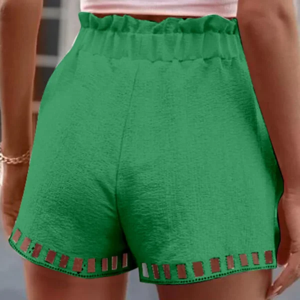 Short En Crochet Évidé Avec Poche Pour Femme, Short Monochrome, Cordon De Proximité, Taille Serrée, Streetwear Féminin, Été – Image 2