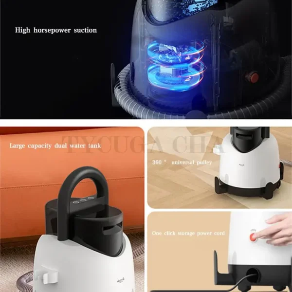 Nettoyeur À Vapeur Électrique, Aspiration Par Pulvérisation, Stérilisation Intégrée À Haute Température, Tapis, Canapé, Matelas, Livres, Machine – Image 4