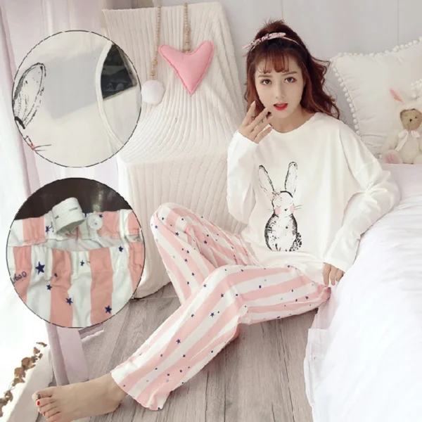 Women Nursing Pyjamas Homewear Spring Autumn Maternity Pajamas Set Cute Breastfeeding Clothes Long-Sleeved Pregnancy Sleepwear – Image 6