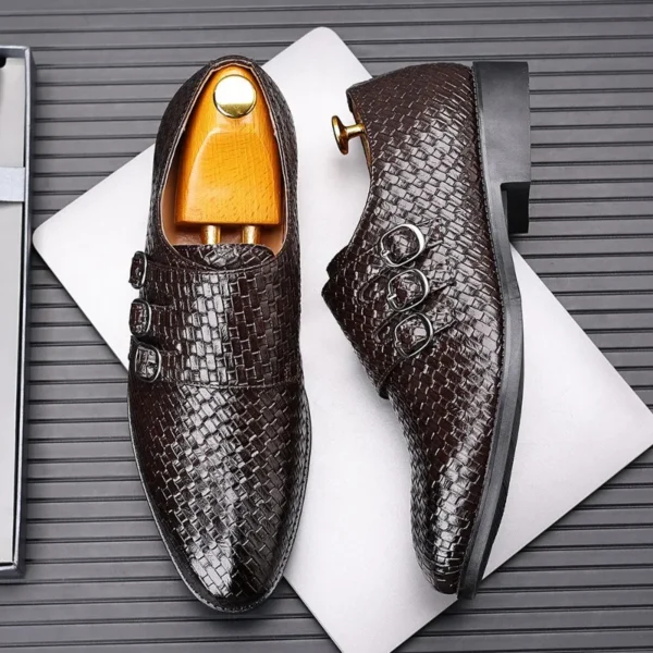Tricot Hommes Chaussures En Cuir Chaussures Habillées D'Affaires Formelles Pour Hommes Classique Décontracté Luxe Chaussures Formelles Derby Fête Oxford Chaussures Pour Hommes – Image 4