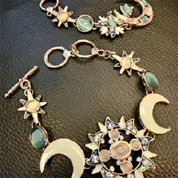 Fashion Bohemian Style Asymmetry Sun Moon Star Shape Bracelet Natural Rhinestone Stone Opal Bracelets For Women Jewelry Gifts – Image 3
