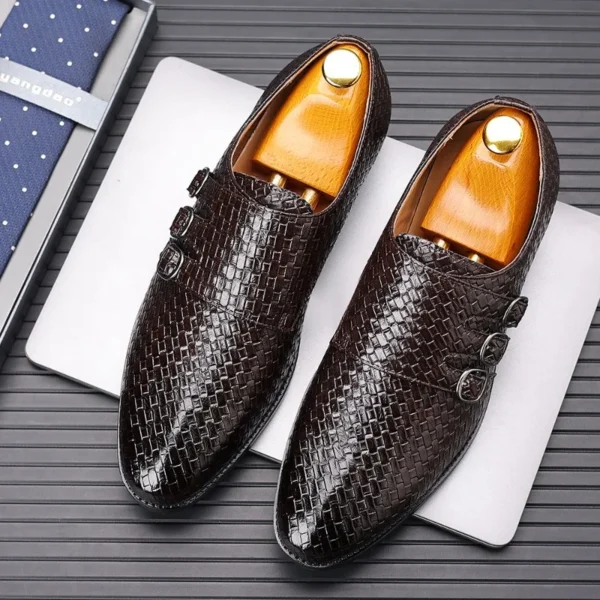 Tricot Hommes Chaussures En Cuir Chaussures Habillées D'Affaires Formelles Pour Hommes Classique Décontracté Luxe Chaussures Formelles Derby Fête Oxford Chaussures Pour Hommes – Image 2