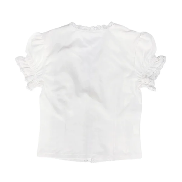Gaono Women Open Front Tie Up T-Shirt 00S Retro Lace Trim Puff Sleeve Milkmaid Tees Fairycore Vintage Y2K White Crop Tops Summer – Image 5
