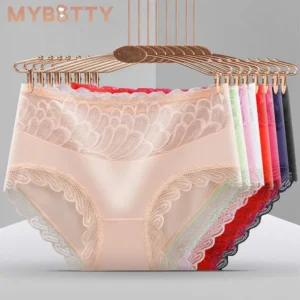 MYBOTTY 3 pièces/paquet Sexy dentelle culottes Lingerie plume sous-vêtements femmes culottes Sexy intimes slips coton taille haute sous-vêtements