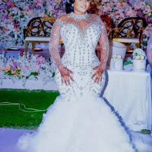 Robe de mariée sirène Kendny personnalisée pour mariée, CitroBeads complets, manches longues, tulle Aso Ebi, niveaux, patients, quoi que ce soit, arabe