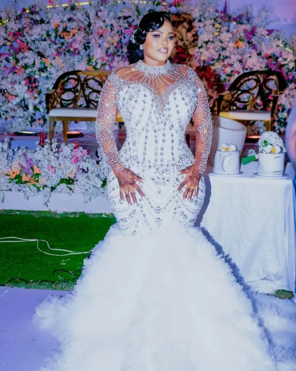 Robe De Mariée Sirène Kendny Personnalisée Pour Mariée, Citrobeads Complets, Manches Longues, Tulle Aso Ebi, Niveaux, Patients, Quoi Que Ce Soit, Arabe