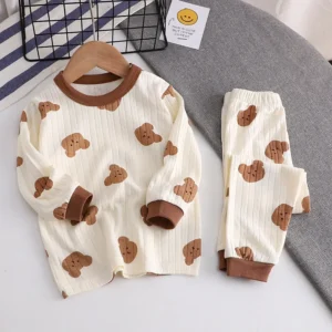 Children Set for Boys Girls Loungewear Long Sleeve Pajamas Cute Deisgn Lightweight and Comfortable Fabric Sleepwear Outfit