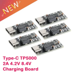 5Pcs/1pc TP5000 Charging Management Power Supply Module Board 2A Compatible 4.2V 8.4V Single and Double Lithium Batteries TYPE-C