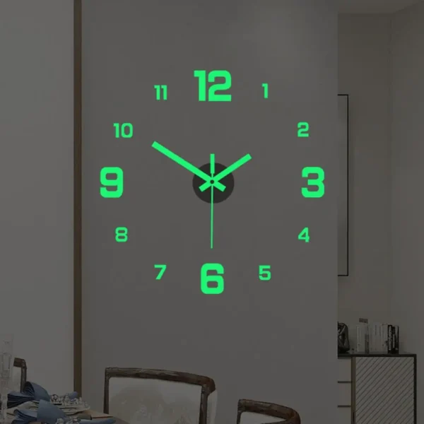 Wall Clock Precise Mute Decorative Punch-Free Nordic Style Luminous Hanging Clock For Living Rooms Classic Digital Stickers 50Cm – Image 4