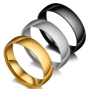 Maxmoon Titanium Steel Rose Gold Anti-allergy Smooth Simple Wedding Couples Rings Bijouterie for Man or Woman Gift
