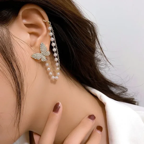 Fashion Asymmetric Butterfly Stud Earrings Ear Bones Clip Earrings For Women Bijouterie Jewelry Ear Clip – Image 2
