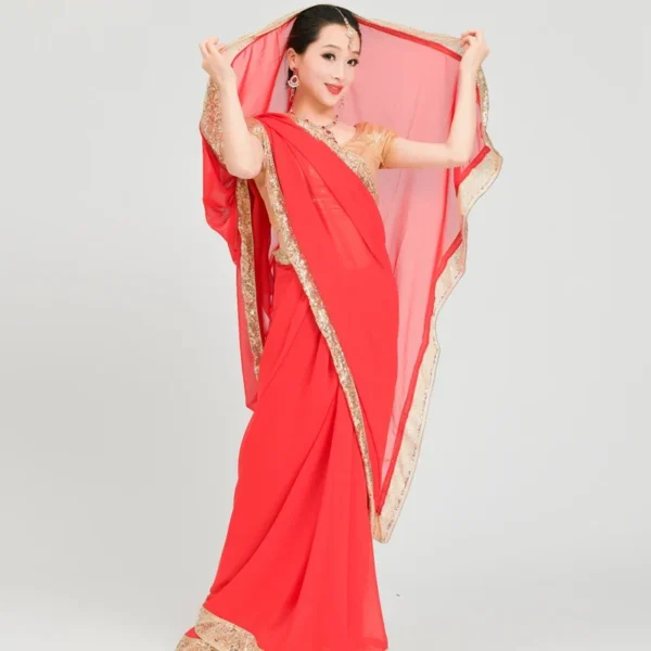 Sari Indien Phnom Penh Sari Jupe Trois Pièces Ensemble Grand Ourlet – Image 4