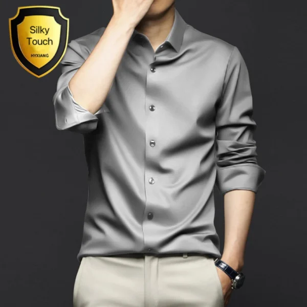 Chemise Quatre Saisons Pour Hommes, 1 Pièce, Manches Longues, Sans Fer, Résistante Aux Rides, Robe D'Affaires, Haut De Gamme, Costume Professionnel Décontracté – Image 5