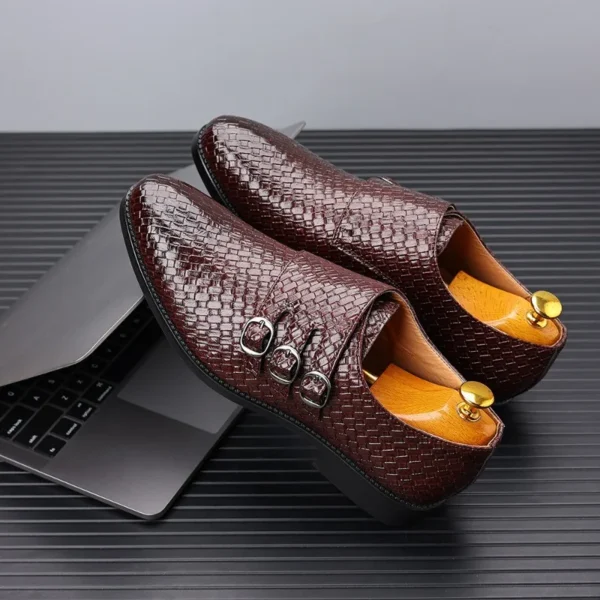 Tricot Hommes Chaussures En Cuir Chaussures Habillées D'Affaires Formelles Pour Hommes Classique Décontracté Luxe Chaussures Formelles Derby Fête Oxford Chaussures Pour Hommes – Image 3
