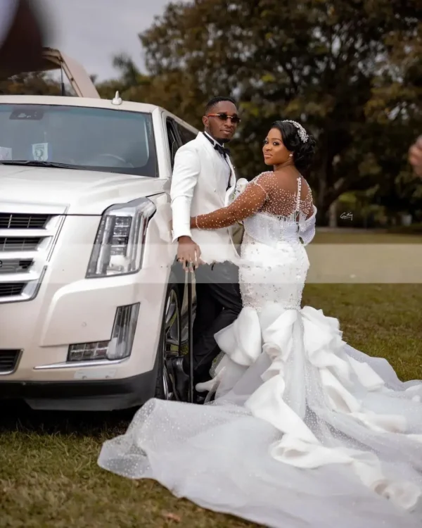 Robe De Mariée Citrobeads Kendny Scoop Personnalisée De Haute Qualité, Grande Traîne, Manches Sulfafricaines, Grande Taille, Pour Les Patients, Quelle Que Soit – Image 10