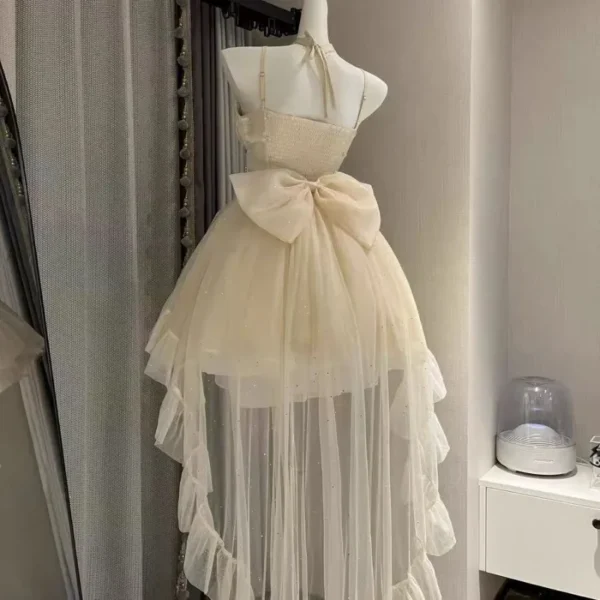 Femmes Kawaii Volants Nœud Jarretelle Robes De Princesse Victorien Gothique Lolita Jsk Mini Robe Fille Douce Fée Fête Traînant Robe – Image 3