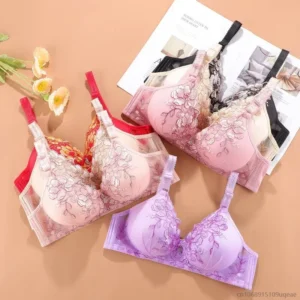 Seamless Soft Women Bra Thin Wireless Push Up Retro Print Comfortable Sleep Bra Lace Sexy Bra Brassiere Soutien Gorge Femme