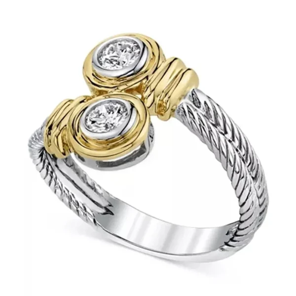 Novel Design Two Tone Women Ring Fashion Girl Party Accessories Office Lady Daily Wear Rings Fine Gift Anillos Bijouterie – Image 5