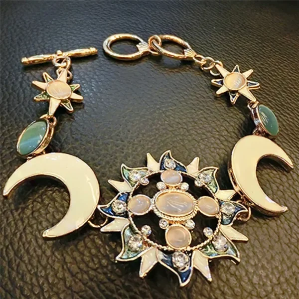 Fashion Bohemian Style Asymmetry Sun Moon Star Shape Bracelet Natural Rhinestone Stone Opal Bracelets For Women Jewelry Gifts – Image 2