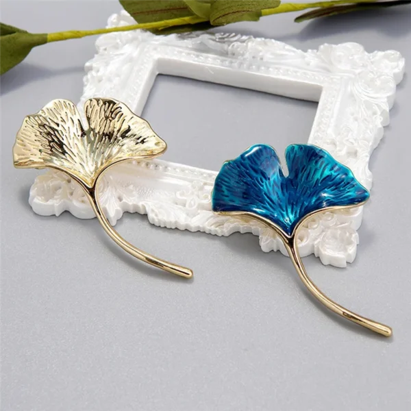 Retro Elegant Ginkgo Leaf Brooches For Women Wedding Party Flower Brooches Pin Fashion Bijouterie A – Image 4