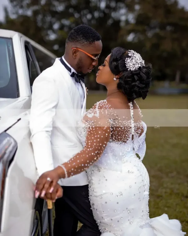 Robe De Mariée Citrobeads Kendny Scoop Personnalisée De Haute Qualité, Grande Traîne, Manches Sulfafricaines, Grande Taille, Pour Les Patients, Quelle Que Soit – Image 8