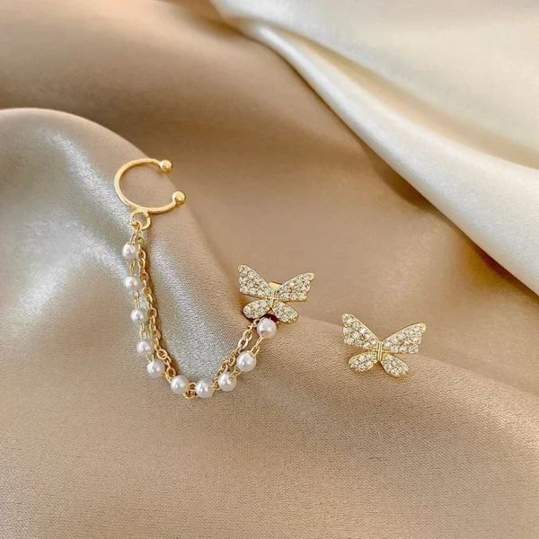 Fashion Asymmetric Butterfly Stud Earrings Ear Bones Clip Earrings For Women Bijouterie Jewelry Ear Clip – Image 4