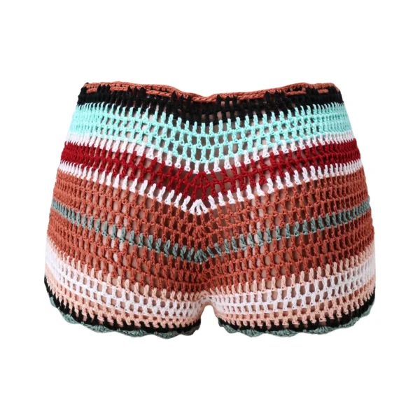 Femmes Crochet Évider Bikini Cache-Maillot De Bain Cordon Tricoté Shorts De Plage Vacances D'Été Bas De Bikini 2025 Nouveau – Image 3