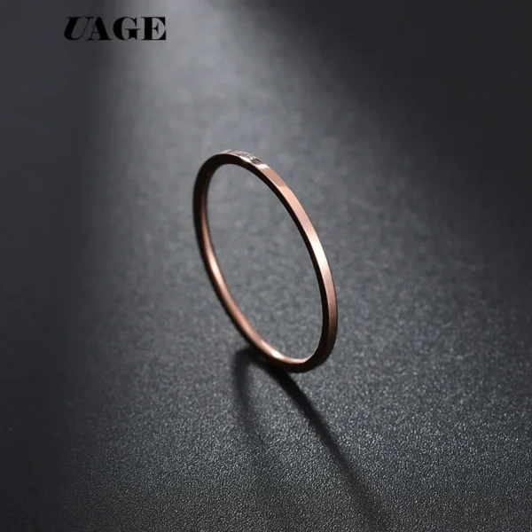 Uage Stainless Steel Rings Rose Gold Anti-Allergy Smooth Simple Personalized Custom Wedding Couples Rings Bijouterie – Image 5