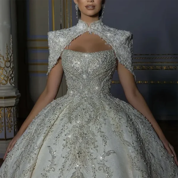 Robe De Mariée Princesse De Luxe Personnalisée, Robe De Rhperlée, Paillettes De Diamant Cristal Kly, Train De Cour Dos Nu, Patients, Quoi Que Ce Soit, 2025 – Image 2