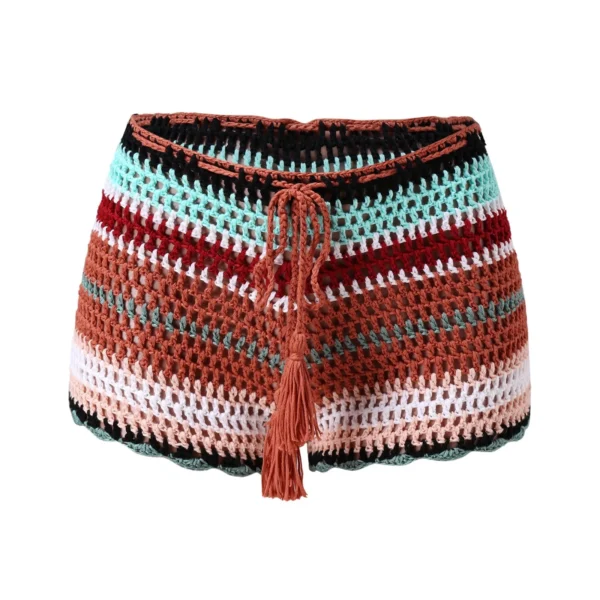 Femmes Crochet Évider Bikini Cache-Maillot De Bain Cordon Tricoté Shorts De Plage Vacances D'Été Bas De Bikini 2025 Nouveau – Image 2