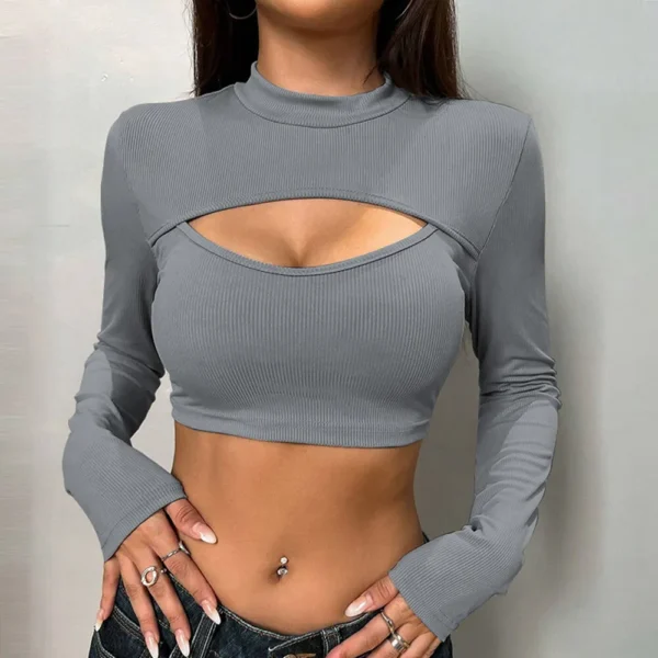 Mia Muse Women'S Hollow Out Cropped T-Shirts