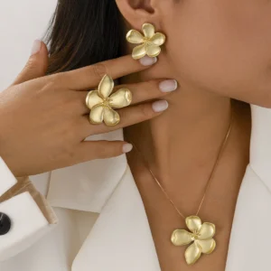Ensemble de bijoux à la mode, 4 pièces, collier à fleurs Vintage français