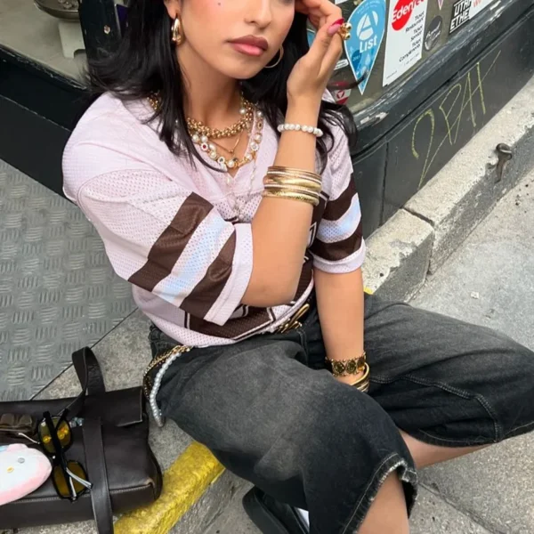 Gaono Women Y2K Graphic Oversized Jersey Tee Sporty Aesthetic Number Letter Print Jersey Shirt Preppy Clothes Retro Streetwear – Image 4