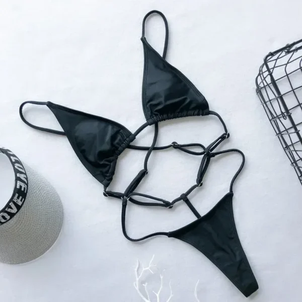 Sexy Une Pièce Maillot De Bain Femmes Évider Bikini Micro Maillots De Bain String Monokini Biquini Maillot De Bain Femme Rouge – Image 6