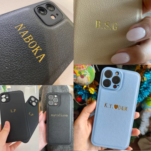 Coque Personnalisée Avec Nom Pour Iphone, Initiales, Lettres, Couverture En Cuir, Diy, 16, 15, 14, 13, 12, 11 Pro Max – Image 2