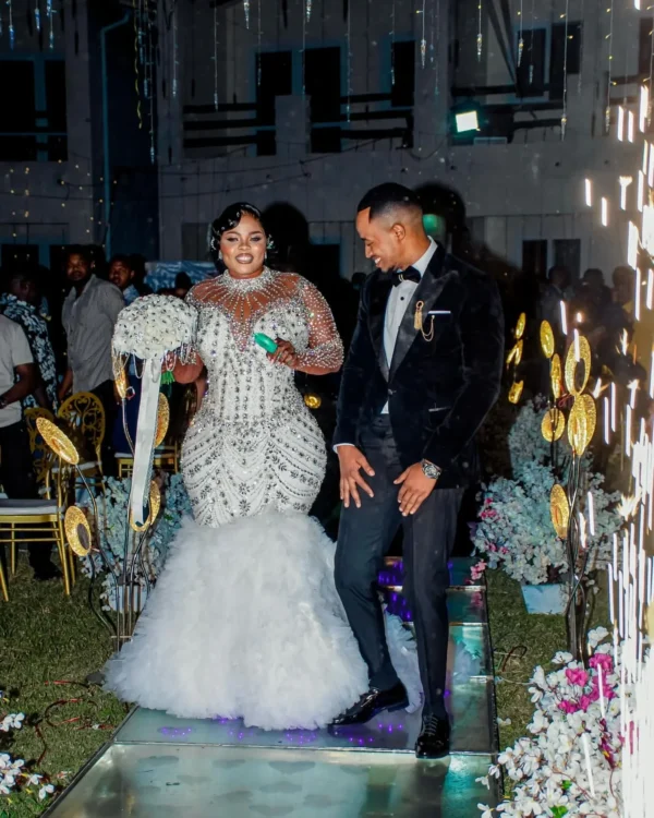 Robe De Mariée Sirène Kendny Personnalisée Pour Mariée, Citrobeads Complets, Manches Longues, Tulle Aso Ebi, Niveaux, Patients, Quoi Que Ce Soit, Arabe – Image 5