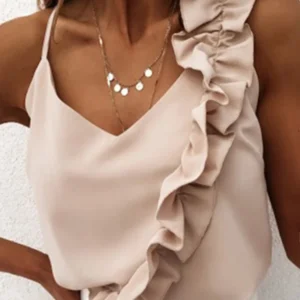 Femmes été Blouse chemises Sexy col en V à volants Blouses dos nu