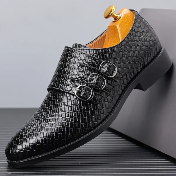 Tricot Hommes Chaussures En Cuir Chaussures Habillées D'Affaires Formelles Pour Hommes Classique Décontracté Luxe Chaussures Formelles Derby Fête Oxford Chaussures Pour Hommes – Image 6