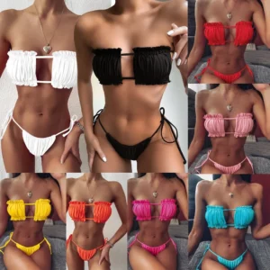 Bikini amissié plissé européen et américain