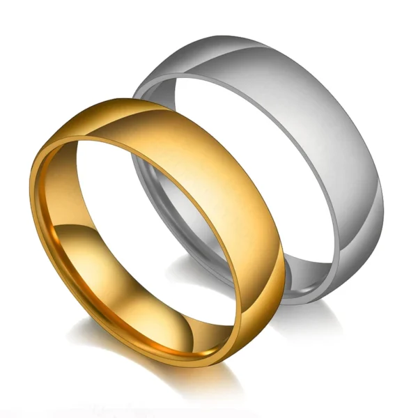 Maxmoon Titanium Steel Rose Gold Anti-Allergy Smooth Simple Wedding Couples Rings Bijouterie For Man Or Woman Gift – Image 2