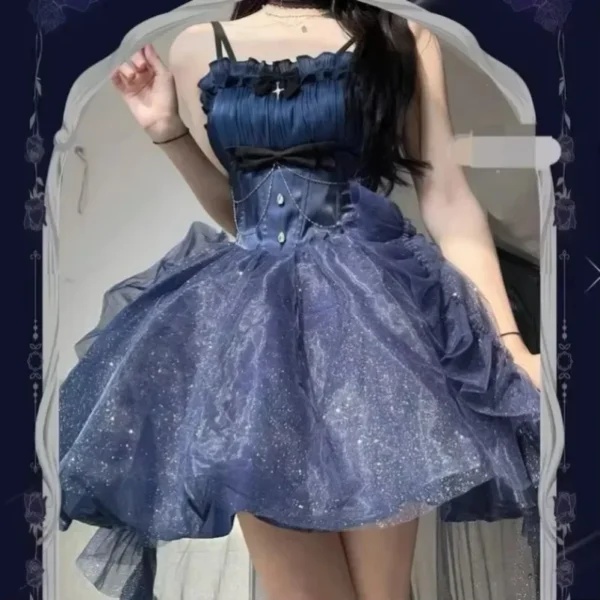 Robe Victorienne Pour Femmes, Mini Gothique Lolita Jsk, Kawaii, Volants, Nœud Jarretelle, Robes De Princesse, Fille Douce, Nickel É, Robe De Soirée Traînante – Image 6