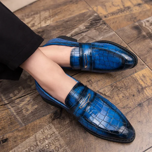 Chaussures Hommes Cuir Original Italien Classique Bleu Penny Mocassins Chaussures Rouge Chaussures Habillées Chaussures De Mariage Hommes Chaussures Plates Formelles Grande Taille: 38-48 – Image 5