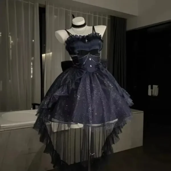 Robe Victorienne Pour Femmes, Mini Gothique Lolita Jsk, Kawaii, Volants, Nœud Jarretelle, Robes De Princesse, Fille Douce, Nickel É, Robe De Soirée Traînante – Image 4