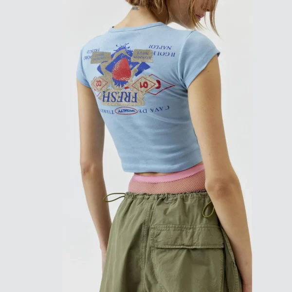 Gaono Women Campania Fresh Strawberries Graphic Print Baby Tees Shirt Urban Outfitters Teen Girls Cute Crop Tops Y2K Clothes – Image 6